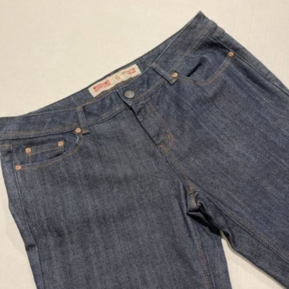 Mossimo Womens Straight Leg Low Rise Jeans Size 13 Dark Idigo Wash Embroidered - Picture 8 of 11